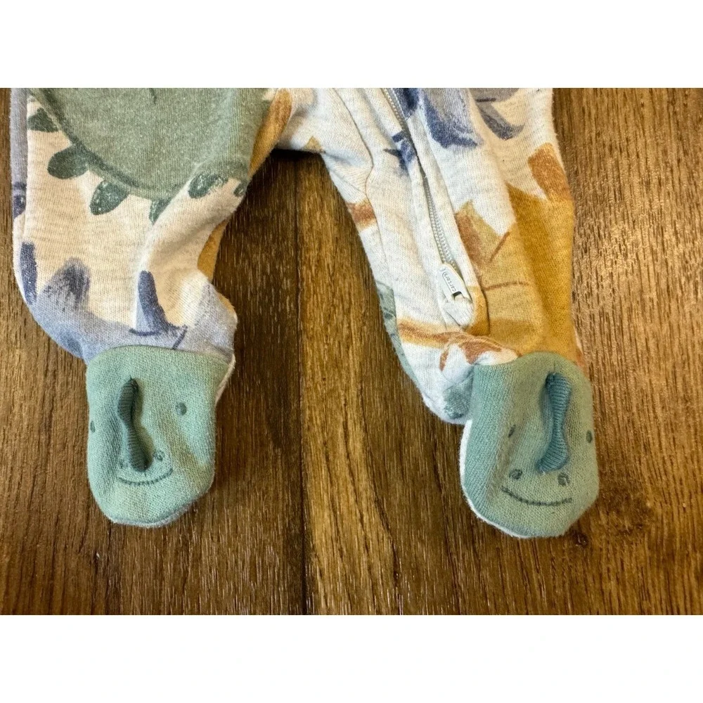 Carters Preemie Baby‎ Boy Sleeper Dinosaur Feet Outfit Zipper Cotton Reborn Doll